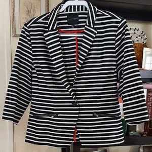 Christian Siriano Black & White Striped Women’s Knit Blazer Sz XL